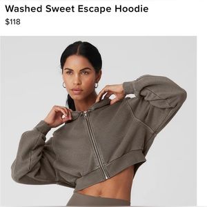 SOLD OUT ONLINE. Brand new w/o tags Alo Yoga cropped hoodie in olive tree